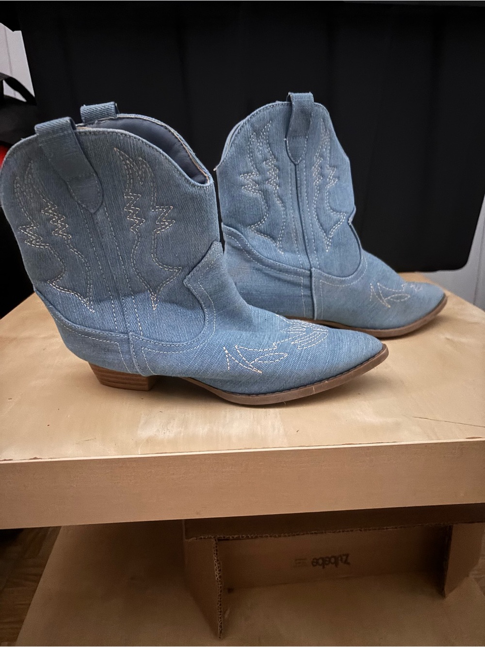 Link Light Blue Denim Cowboy Boots